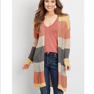 NEW Maurices color block open stitch duster